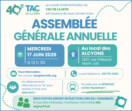 Assemblée générale annuelle – TAC de La Mitis